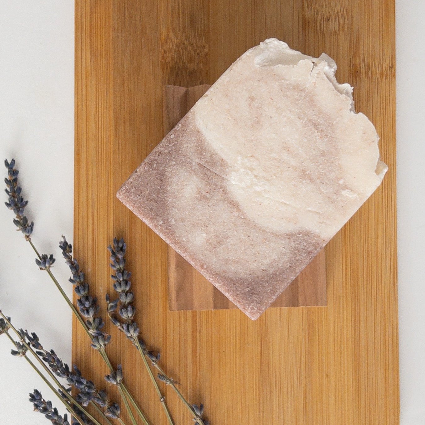 Amethyst Salt Soap Bar on a wooden surface